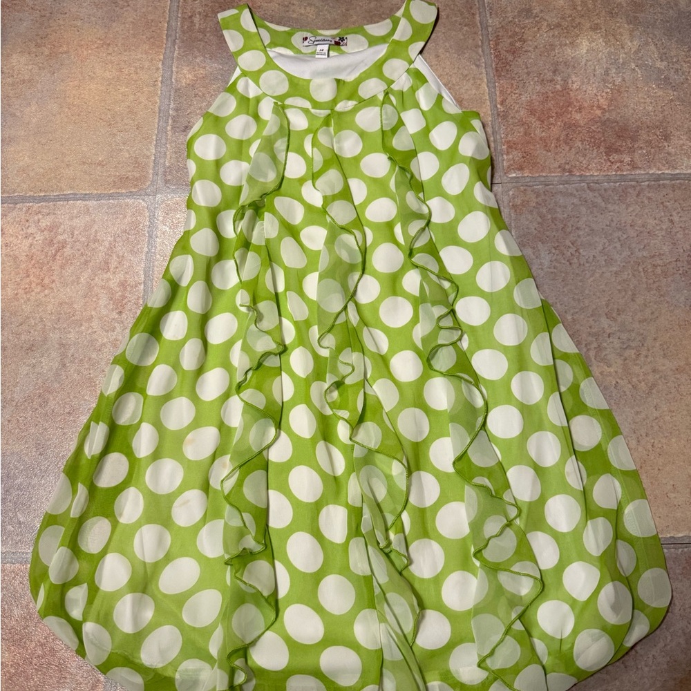 Speechless Lime Green Polka Dot Kids Dress
